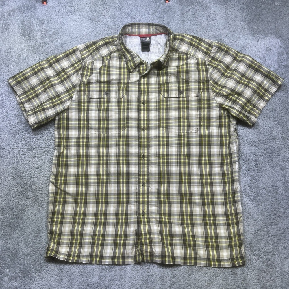 The North Face Pine Knot Shirt Mens XL Plaid Outdoor Hiking Pockets Short Sleeve